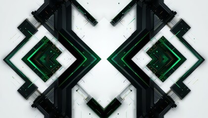 Abstract Geometric Pattern: Dark Green and White