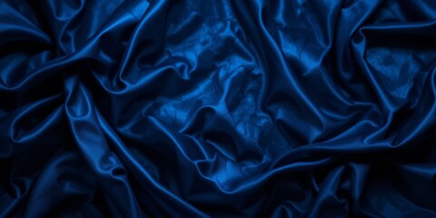 Fototapeta premium Abstract Draped Dark Blue Silk Fabric Texture
