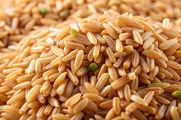 Obraz premium Close up of Long Grain Brown Rice with a Few Green Peas