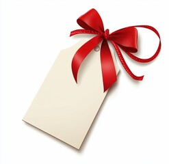 Gift tag with red ribbon