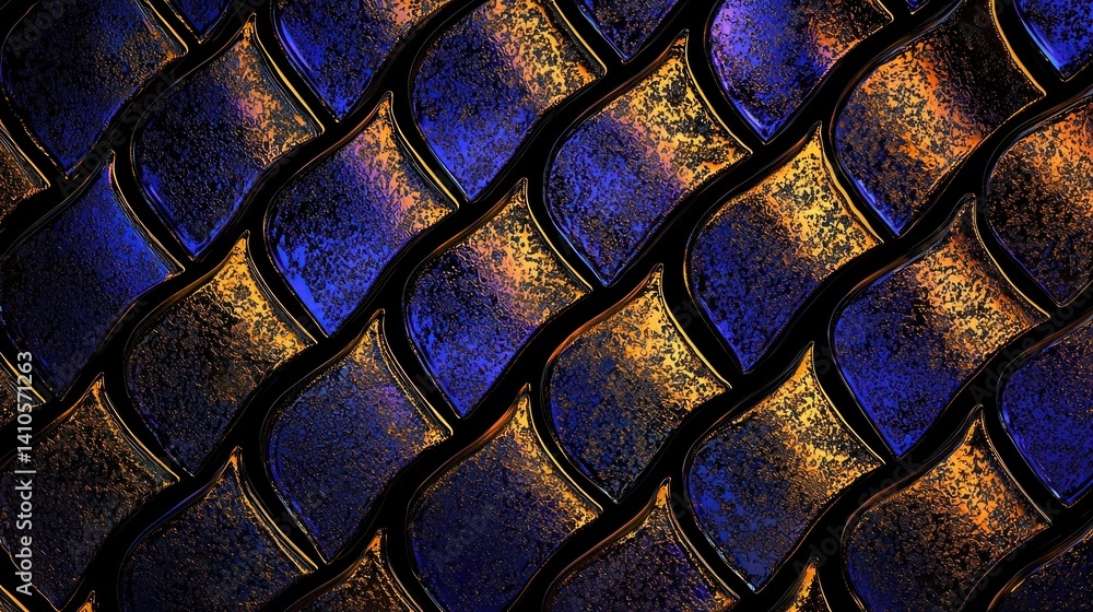 Poster decorative iridescent pattern of a repeating textured design