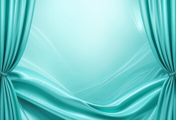 Fototapeta premium Teal Silk Curtains Unveiling a Soft Background