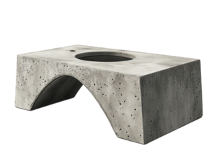 Concrete cornhole game permanently installed in park, outdoor recreation element, public entertainment furniture, white background