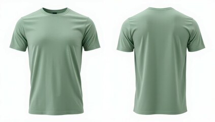 Sage Green T-Shirt Mockup - Front and Back View