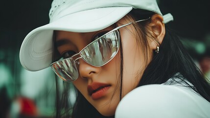 Naklejka premium Close-up of woman in stylish attire
