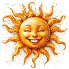 Sun icon. Smile icon. Sun smile illustration art. Happiness, laughter, sunny summer.