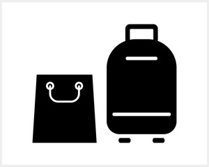 Suitcase icon isolated. Baggage clipart. Stencil bag vector stock illustration