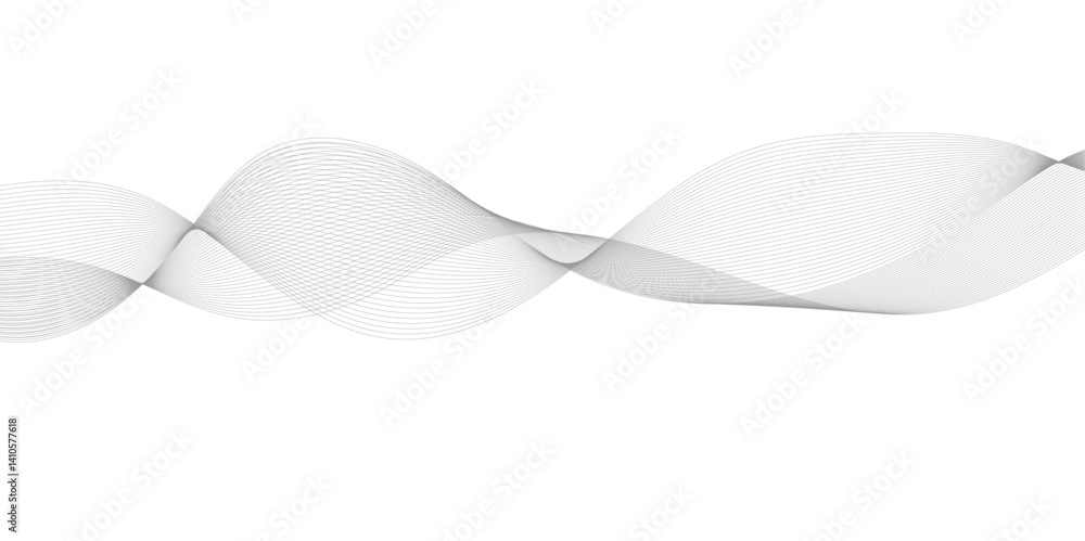 Poster grey and white abstract wavy flowing particles. white paper wave and curve line background. digital 