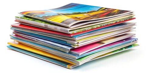 Magazines Brochures Stack White Background