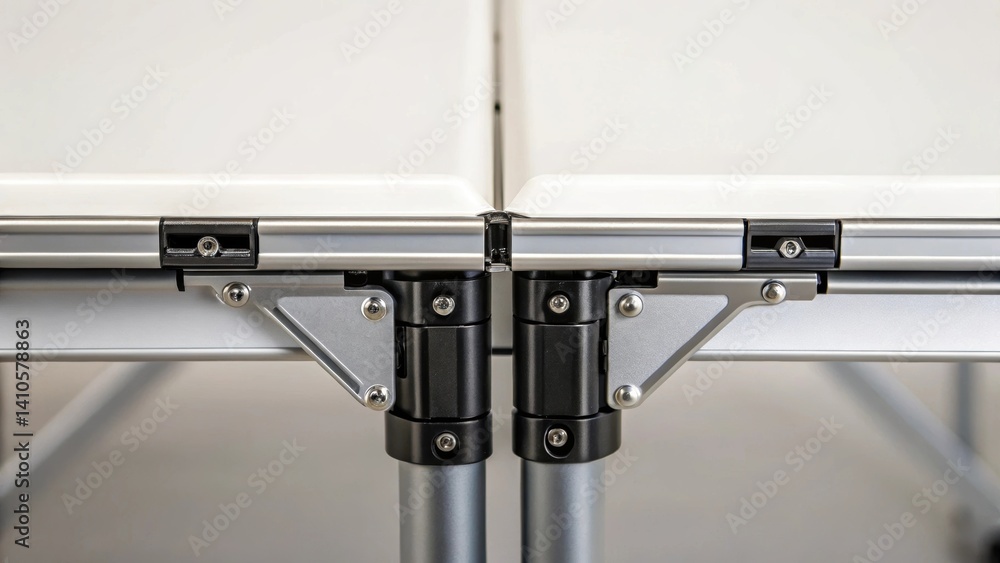 Aufkleber A closeup capturing the unique joint mechanism of a folding table highlighting the precise engineering of how it can transform seamlessly from a compact to a fullsized workspace.