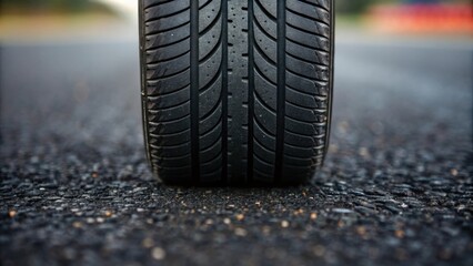 A closeup depicting a tire imprint on freshly laid selfrepairing asphalt emphasizing its resilience and ability to regain shape and integrity posttraffic interaction.