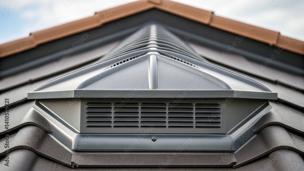 Poster A closeup image of a venting system integrated within a roofing structure highlighting the airflow design that prevents moisture buildup and promotes longevity.
