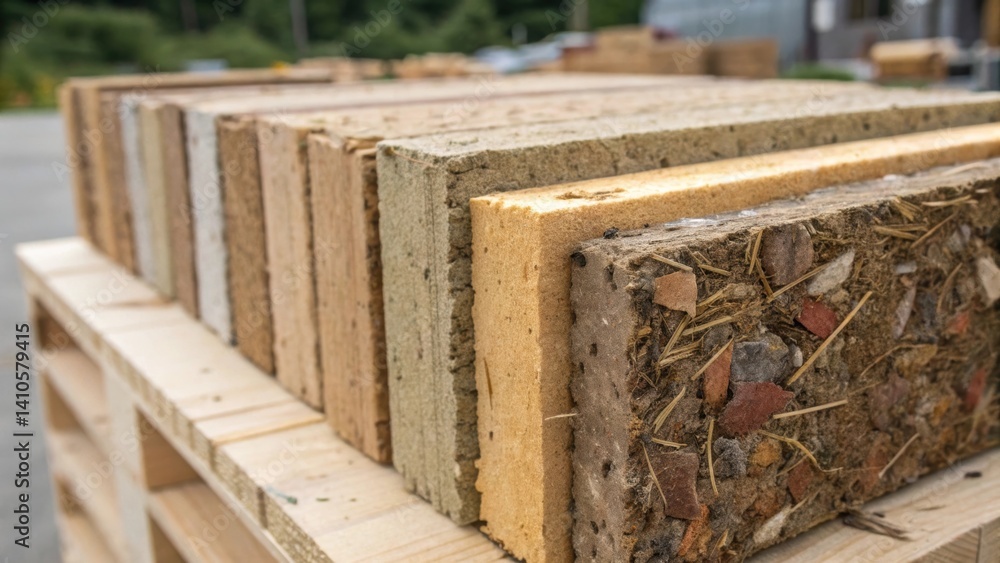 Aufkleber a closeup of a biodegradable formwork piece in a variety of earthy tones capturing the aesthetic qua