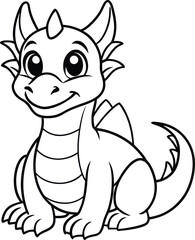 Adorable Cartoon Dragon Line Art for Children's Activities