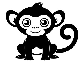Cute Monkey Vector & SVG | Adorable Jungle Animal Vector for Kids Crafts