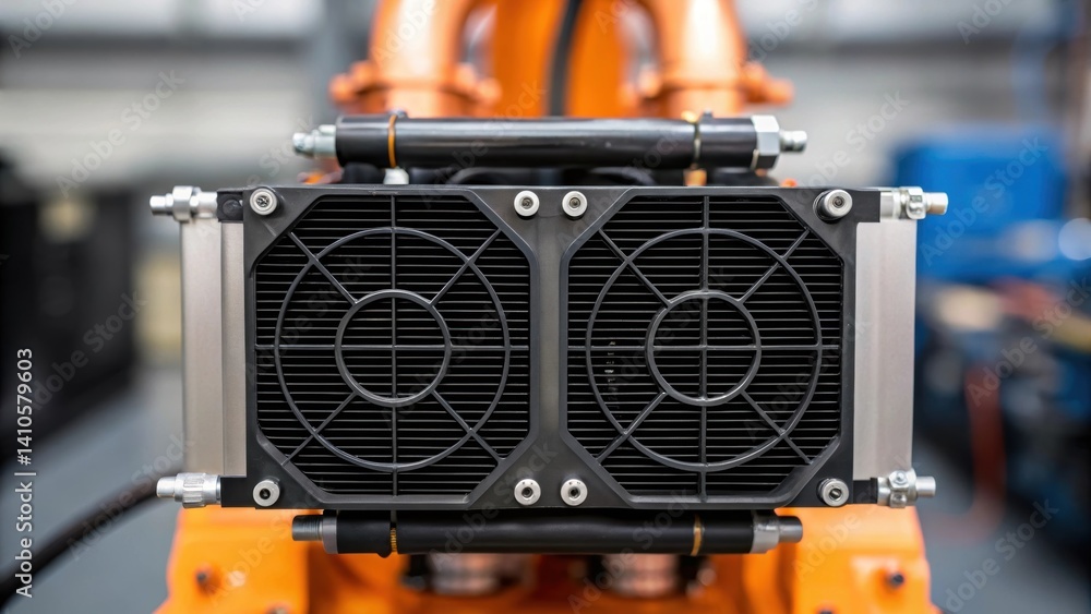 Aufkleber A closeup of a cooling system attached to a robotic welder illustrating thermal management technologies designed to ensure consistent performance during highprecision operations.