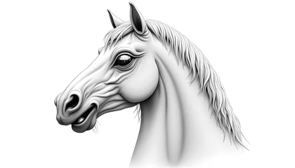 Papier peint photo  White horse face detailed sketch  © Sinung
