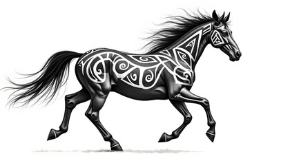 Fototapeta premium Tribal-patterned galloping horse