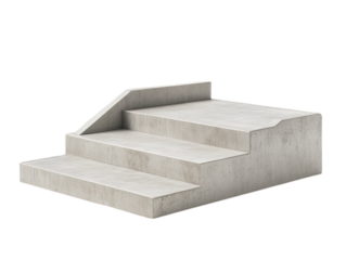 Concrete steps with integrated accessibility ramp, inclusive access solution, universal design furniture, white background