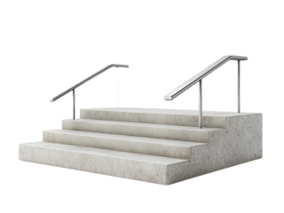 Concrete steps with integrated accessibility ramp, inclusive access solution, universal design furniture, white background