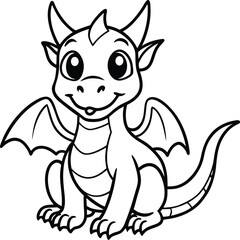 Adorable Cartoon Dragon Line Art for Children's Activities