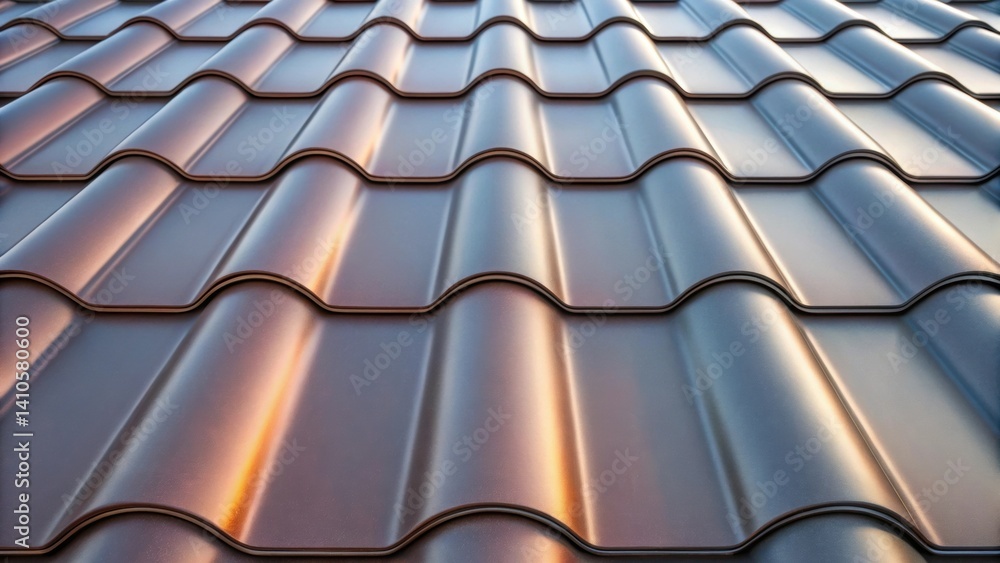 Poster a closeup of a roofing tile installed on a modern home featuring a sophisticated color gradient that