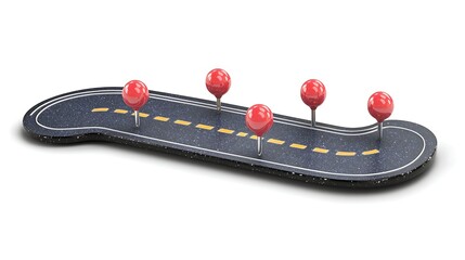 Road map with markers