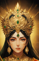 Indian goddess divine mother adorned with jewelry, hindu deity, design illustration wallpaper 