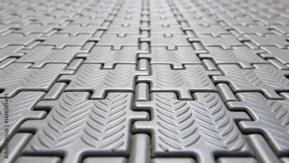 Poster A closeup of lightweight flooring panels interlocking seamlessly their surface designed for both durability and comfort during usage in various environments.