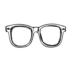 Sketch of Glasses on White Background for Fashion Blogs, Accessory Design, Eyewear Marketing, and Visual Content Creation