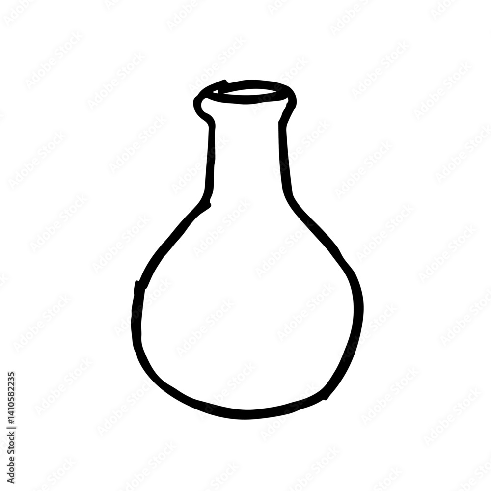Poster simple outline of a laboratory flask on a white background