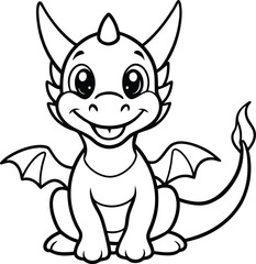 Adorable Cartoon Dragon Line Art for Children's Activities