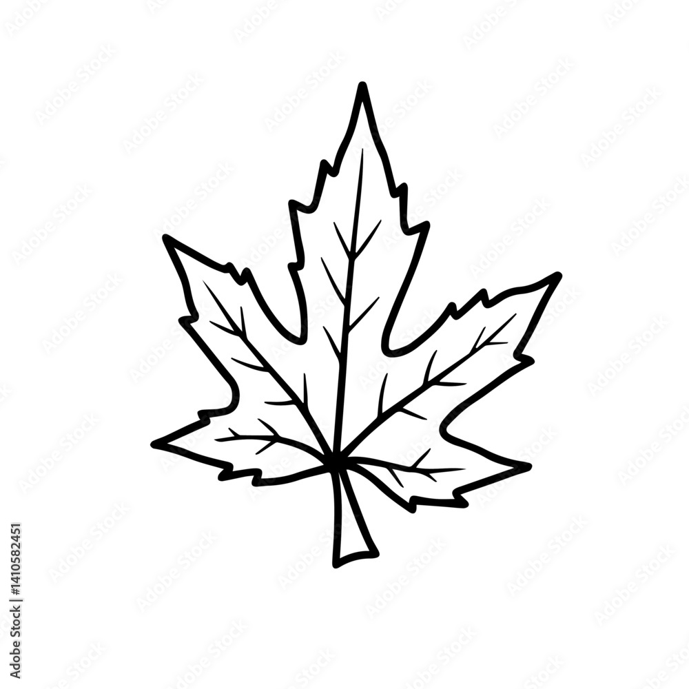 Poster Outline of a Maple Leaf in Minimalist Style  