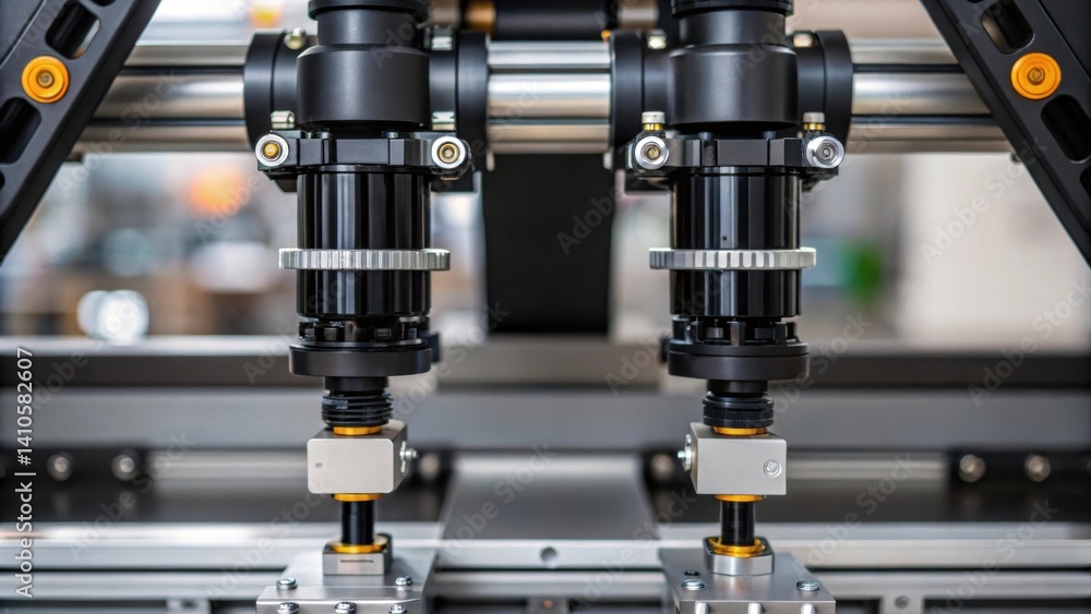 Poster A closeup of the robotic joints and actuators illustrating the engineering behind smooth agile movements essential for precise glass placement.