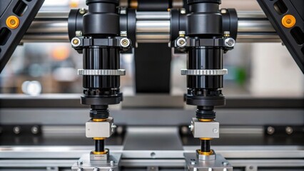 A closeup of the robotic joints and actuators illustrating the engineering behind smooth agile movements essential for precise glass placement.