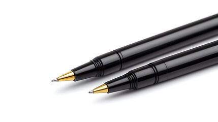 Naklejka premium Close-up of elegant black pens with gold accents, showcasing their sleek design and fine tips.