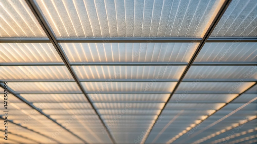 Aufkleber A closeup shot capturing the texture of the solar shading film layered within the transparent roofing displaying a subtle gradient that alters light tration and enhances ambiance.