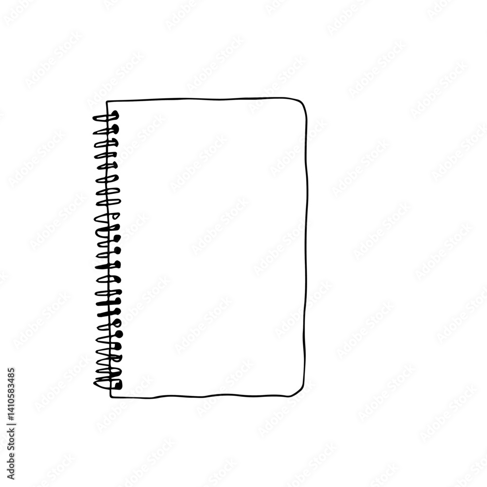 Poster outline of a blank spiral notebook on a white background