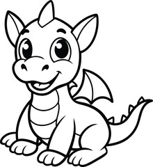 Adorable Cartoon Dragon Line Art for Children's Activities
