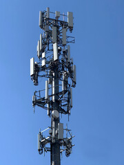 Cell Tower against a clear blue sky
