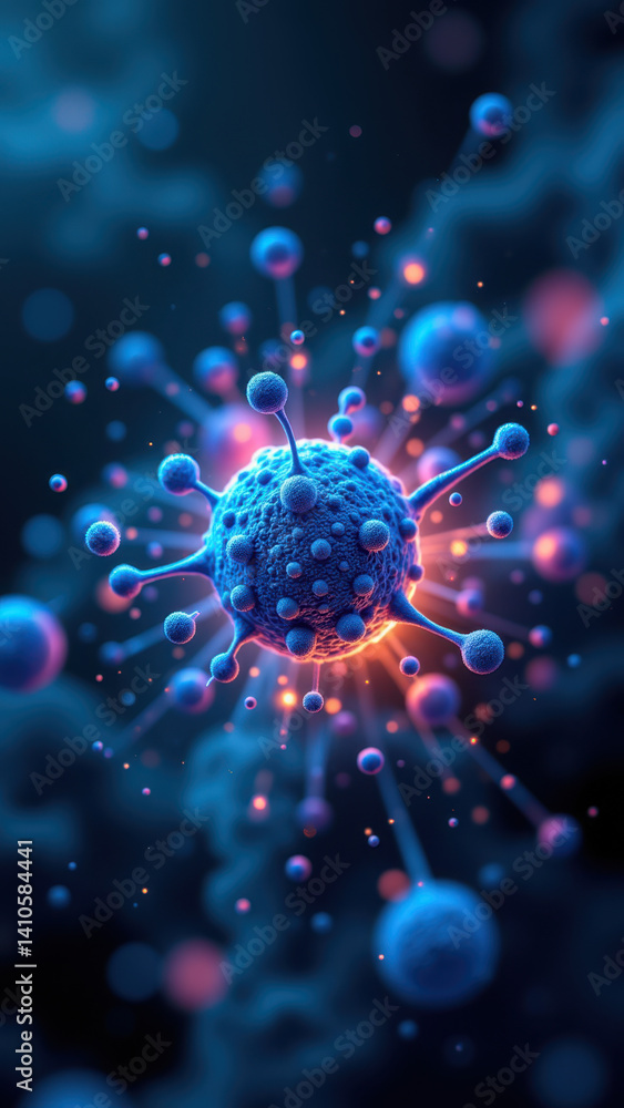 Poster a microscopic view of a glp-1 molecule interacting with cells.