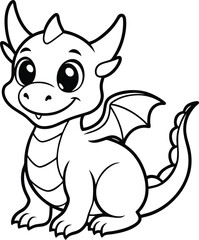 Adorable Cartoon Dragon Line Art for Children's Activities