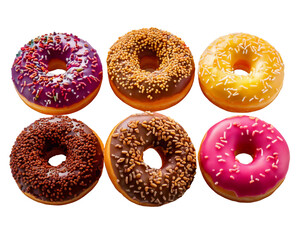 Cutout donuts on transparent background. Generative AI image
