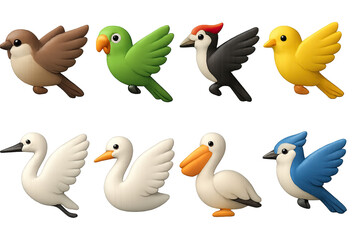 Naklejka premium 3D icon set of bird-friendly gardens: seed packet, spray bottle, fertilizer bag, garden marker, compost bin, gloves, trowel, planter box. 3d icon. icons set of 3d style in a modern design. Isolated