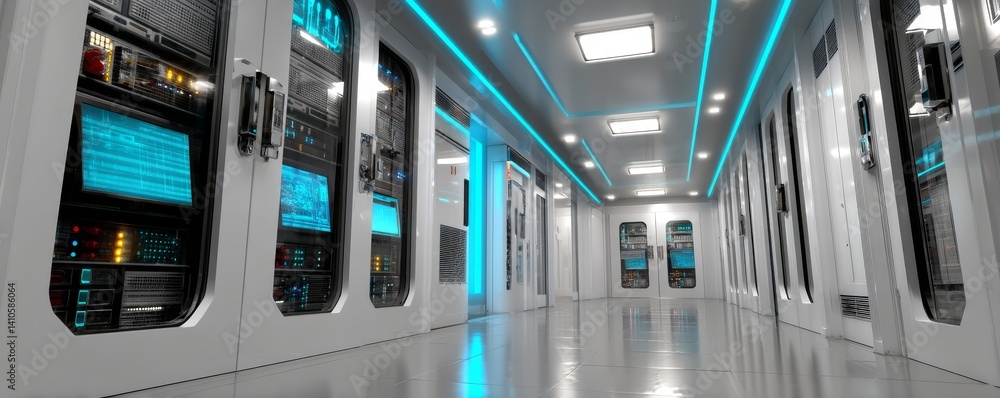 Aufkleber The data server rack center features a backup cloud service and 3D rendering capabilities
