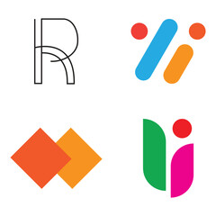 Modern abstract colorful geometric logo set creative vector design collection