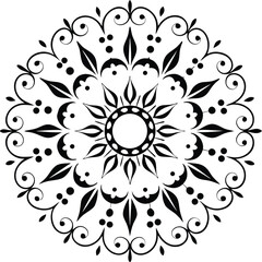 Black and White Decorative Mandala Floral Vector Design 
