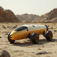 Wrecked futuristic shuttle on red planet high resolution picture