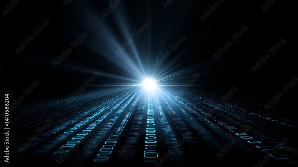 Aufkleber Digital data network connections and particles form the basis of a digital cyberspace concept