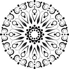 Black and White Decorative Mandala Floral Vector Design 
